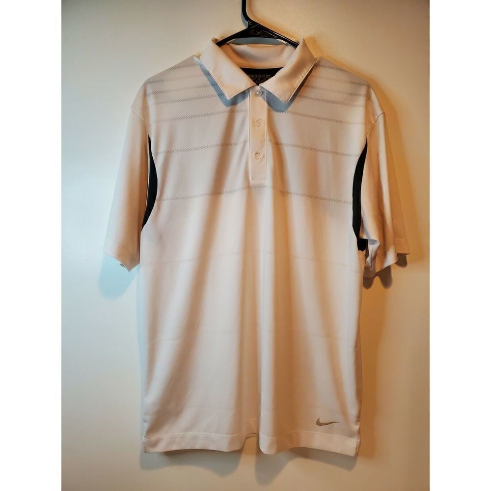 Nike Golf Fit Dry Polo Pullover 1/4 Button Collar Men's Size Medium White